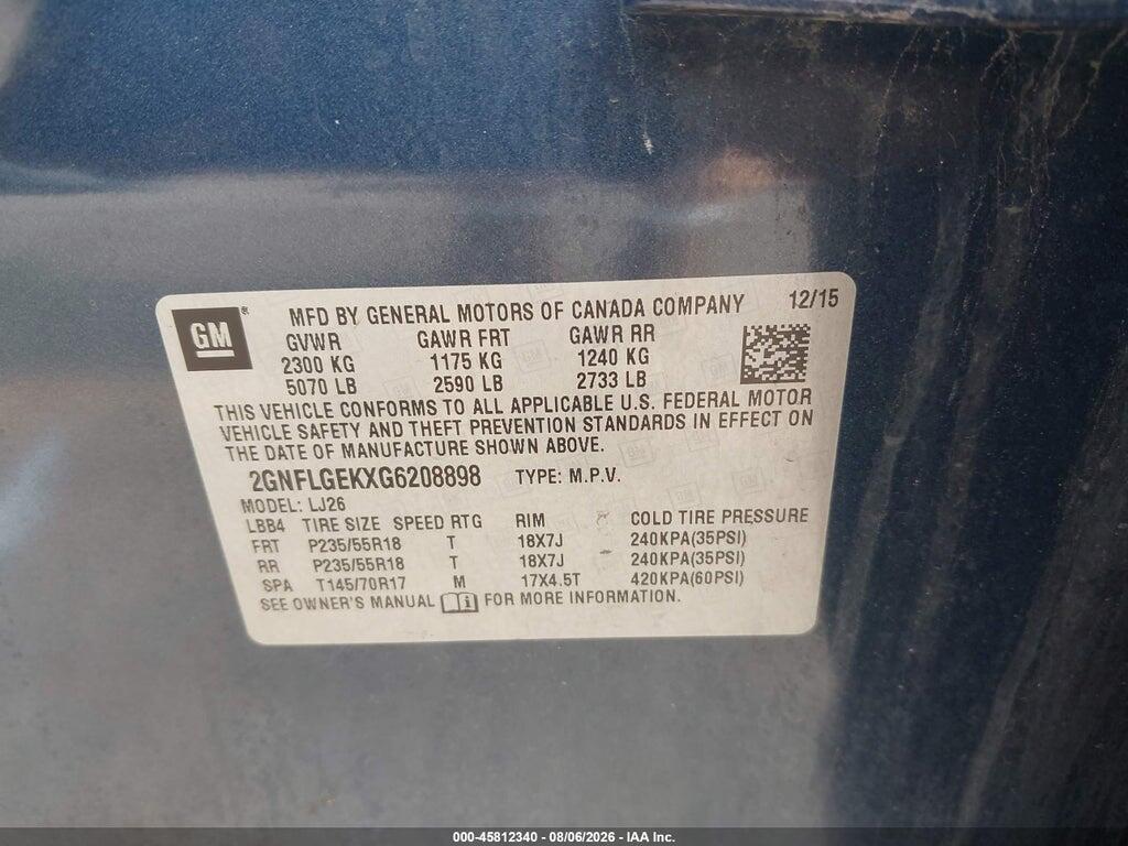 2GNFLGEKXG6208898 2016 CHEVROLET EQUINOX photo no. 9