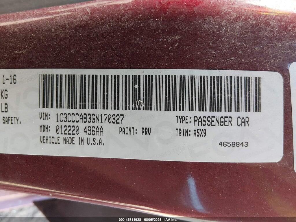 1C3CCCAB3GN170327 2016 CHRYSLER 200 photo no. 9