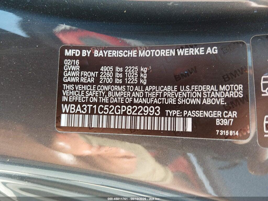 WBA3T1C52GP822993 2016 BMW 428I photo no. 9