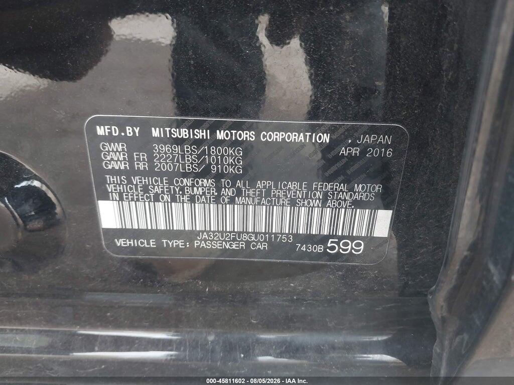 JA32U2FU8GU011753 2016 MITSUBISHI LANCER photo no. 9