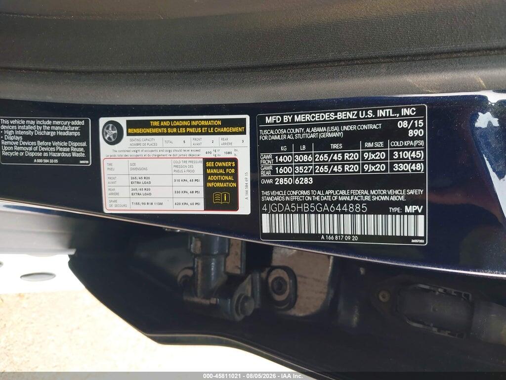 4JGDA5HB5GA644885 2016 MERCEDES-BENZ GLE 350 photo no. 9