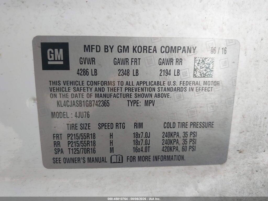 KL4CJASB1GB742365 2016 BUICK ENCORE photo no. 9