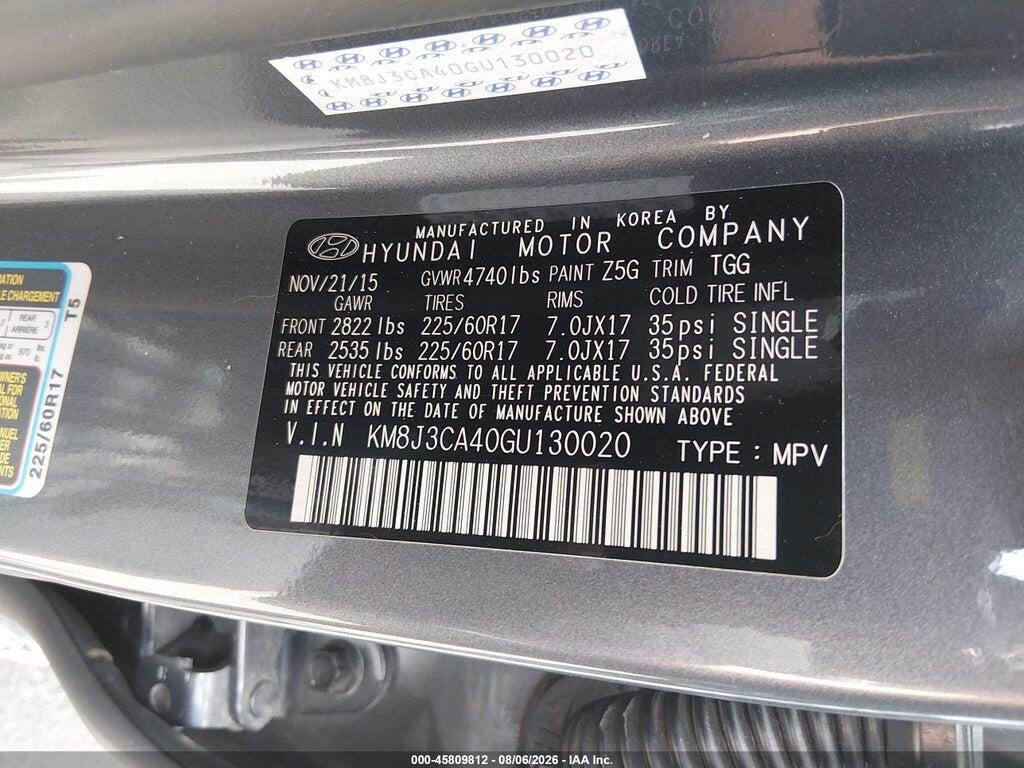 KM8J3CA40GU130020 2016 HYUNDAI TUCSON photo no. 9