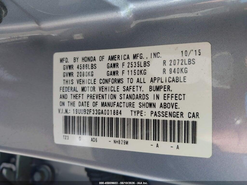 19UUB2F33GA001884 2016 ACURA TLX photo no. 9