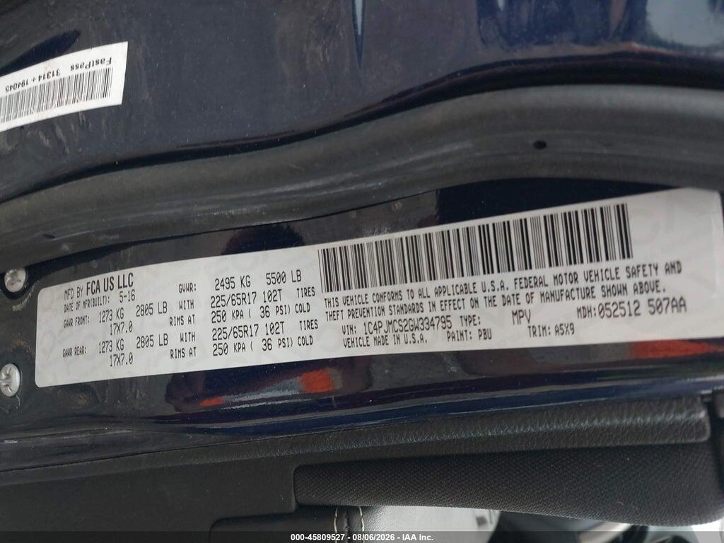1C4PJMCS2GW334795 2016 JEEP CHEROKEE photo no. 9