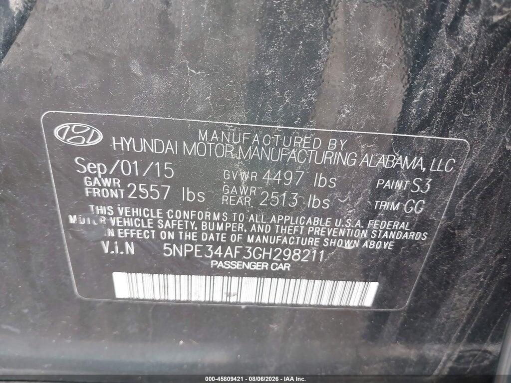 5NPE34AF3GH298211 2016 HYUNDAI SONATA photo no. 9