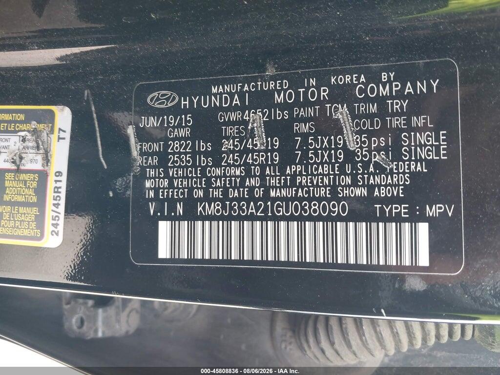 KM8J33A21GU038090 2016 HYUNDAI TUCSON photo no. 9
