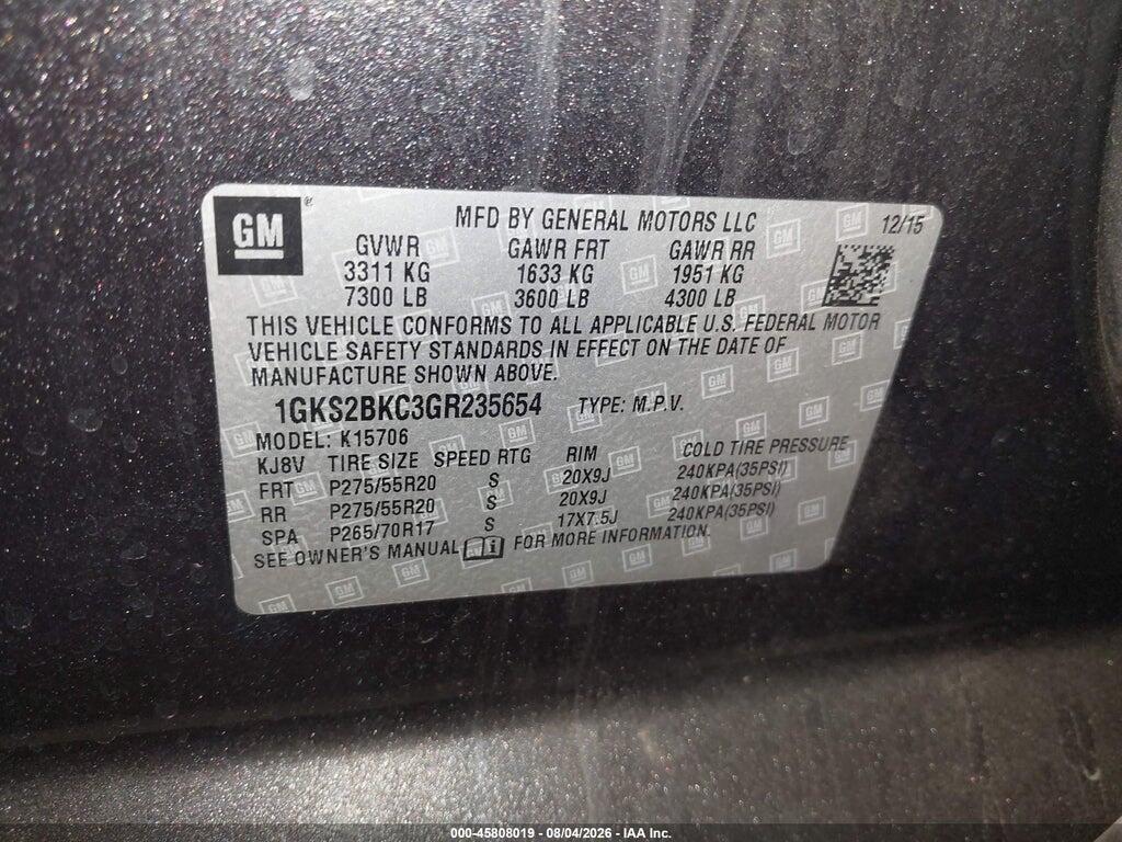 1GKS2BKC3GR235654 2016 GMC YUKON photo no. 9