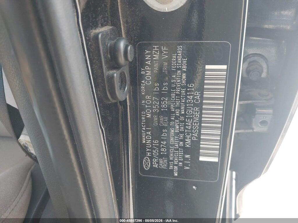 KMHCT4AE1GU134116 2016 HYUNDAI ACCENT photo no. 9