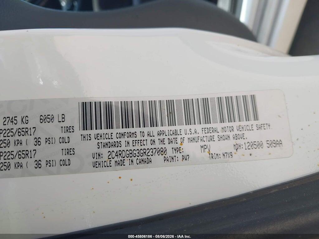 2C4RDGBG3GR237080 2016 DODGE GRAND CARAVAN photo no. 9