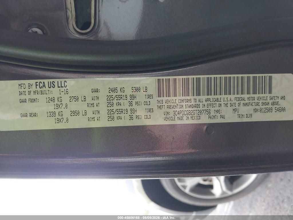 3C4PDCGB2GT207756 2016 DODGE JOURNEY photo no. 9