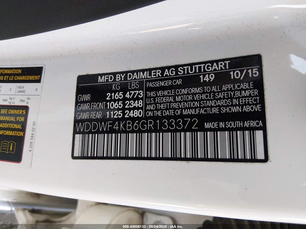 WDDWF4KB6GR133372 2016 MERCEDES-BENZ C 300 photo no. 9