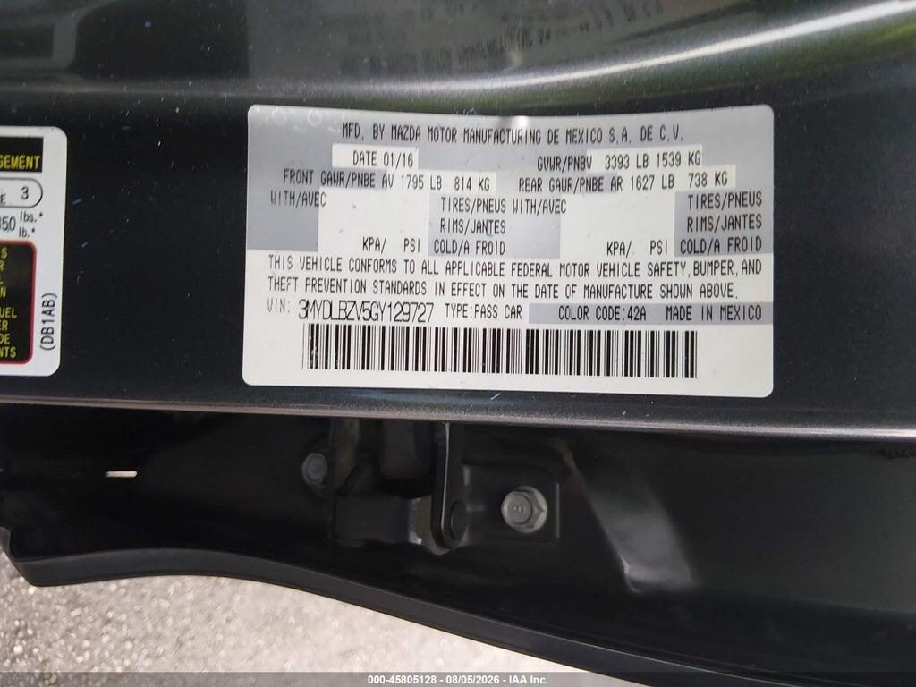 3MYDLBZV5GY129727 2016 SCION IA photo no. 9