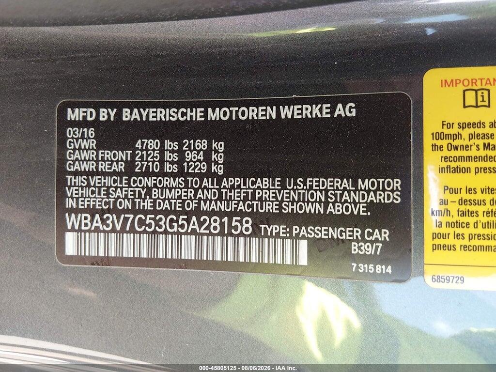 WBA3V7C53G5A28158 2016 BMW 428I photo no. 9
