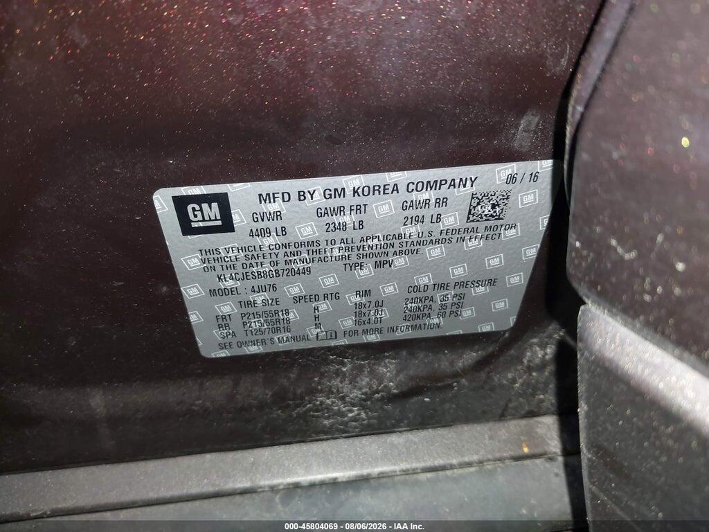 KL4CJESB8GB720449 2016 BUICK ENCORE photo no. 9