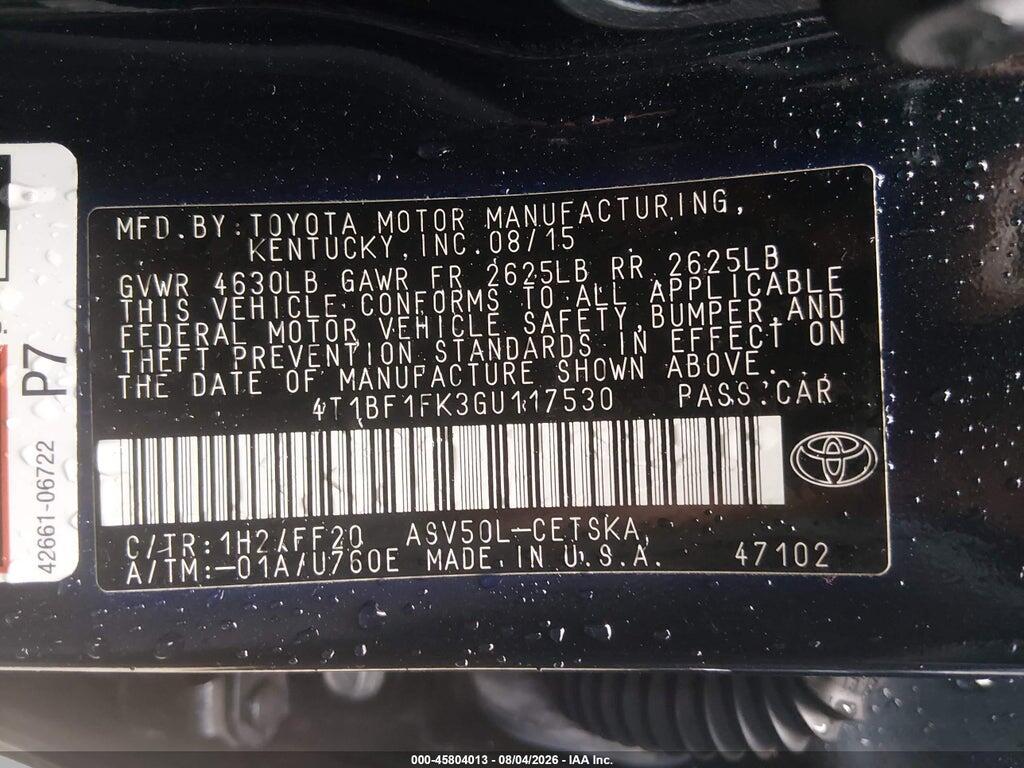 4T1BF1FK3GU117530 2016 TOYOTA CAMRY photo no. 9
