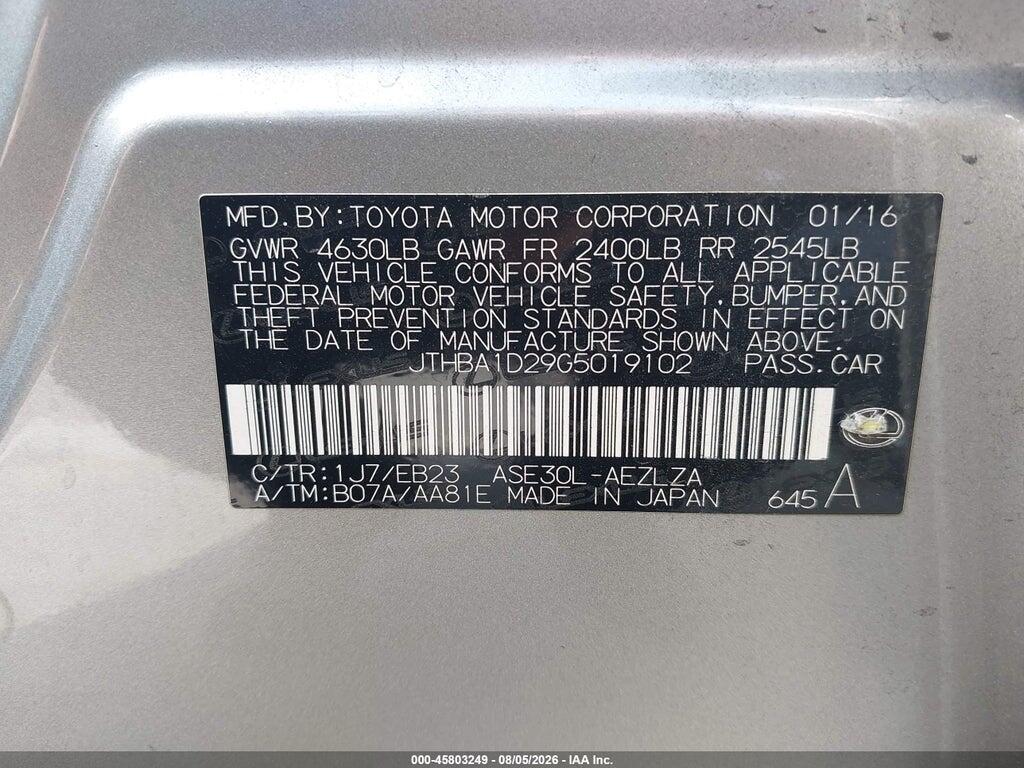 JTHBA1D29G5019102 2016 LEXUS IS 200T photo no. 9