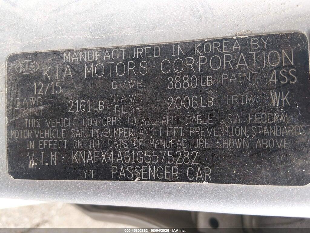 KNAFX4A61G5575282 2016 KIA FORTE photo no. 9