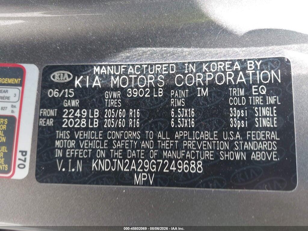 KNDJN2A29G7249688 2016 KIA SOUL photo no. 9
