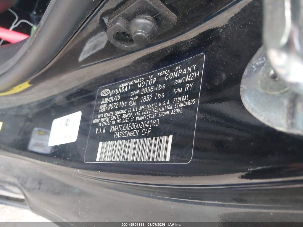 KMHTC6AE3GU264183 2016 HYUNDAI VELOSTER photo no. 9