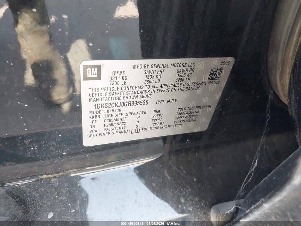 1GKS2CKJ0GR395530 2016 GMC YUKON photo no. 9