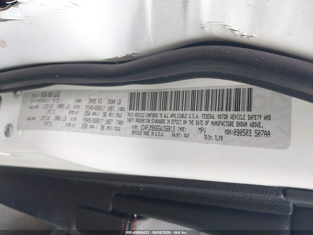 1C4PJMBS6GW156813 2016 JEEP CHEROKEE photo no. 9