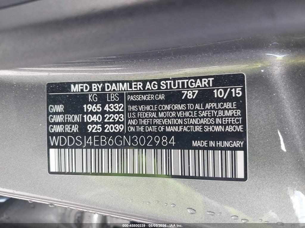 WDDSJ4EB6GN302984 2016 MERCEDES-BENZ CLA 250 photo no. 9