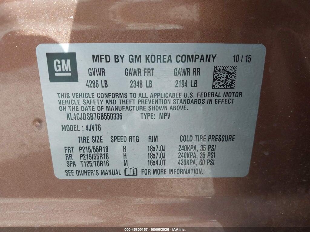 KL4CJDSB7GB550336 2016 BUICK ENCORE photo no. 9