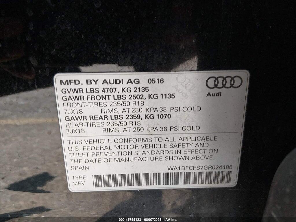 WA1BFCFS7GR024488 2016 AUDI Q3 photo no. 9