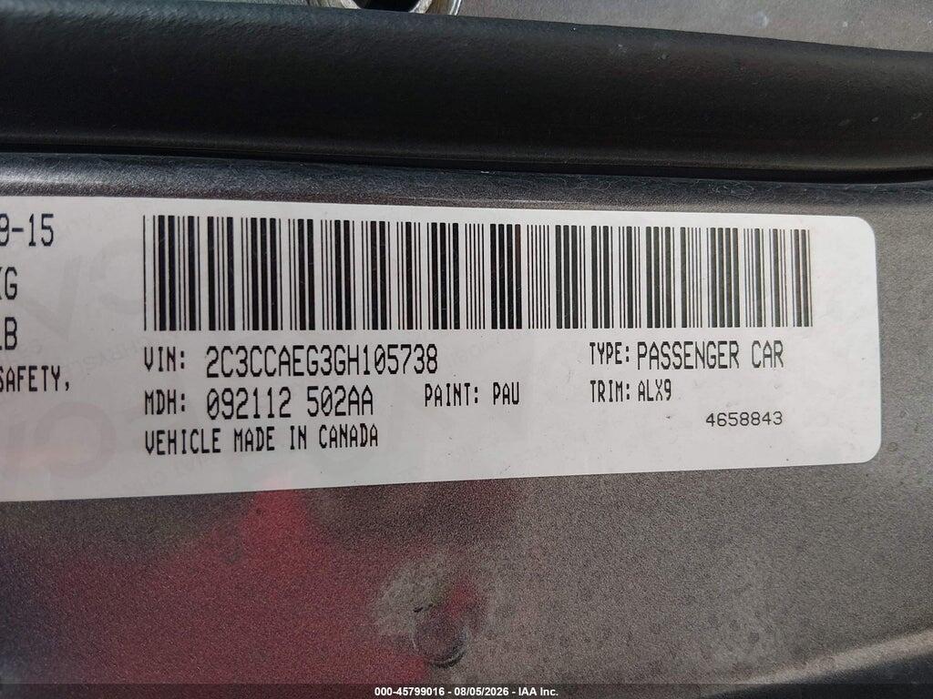 2C3CCAEG3GH105738 2016 CHRYSLER 300C photo no. 9