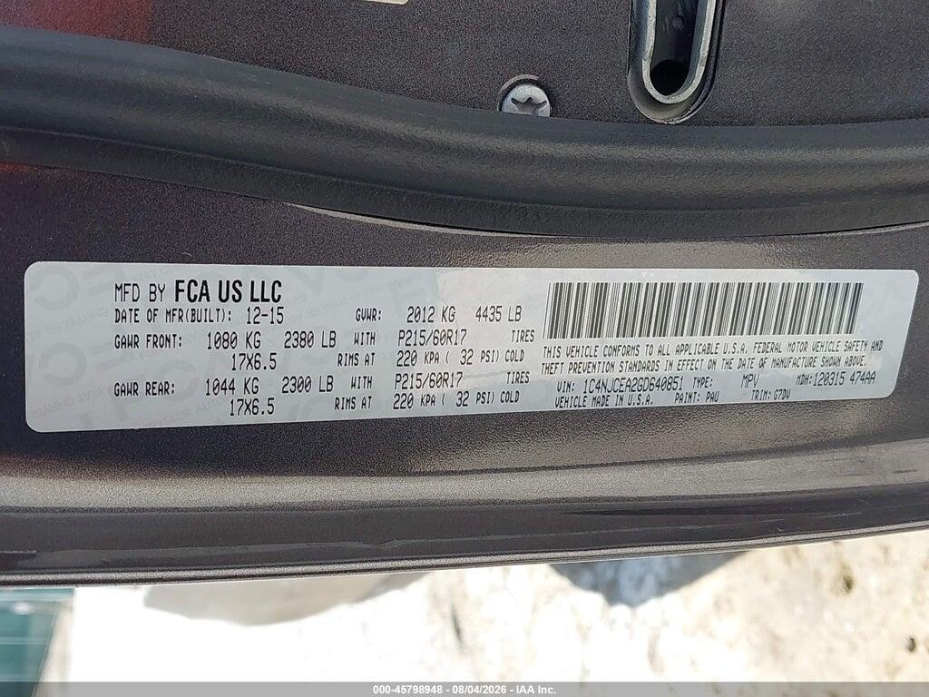 1C4NJCEA2GD640851 2016 JEEP COMPASS photo no. 9