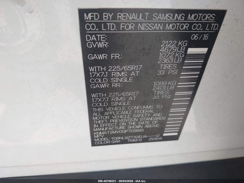 KNMAT2MV0GP709915 2016 NISSAN ROGUE photo no. 9