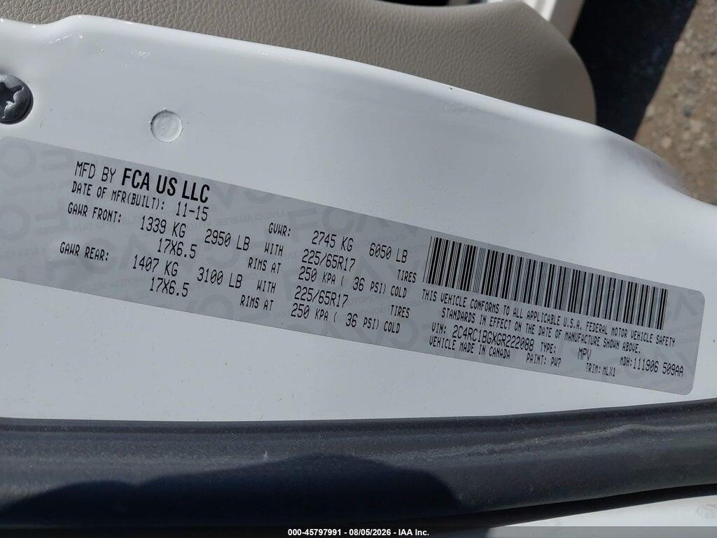2C4RC1BGXGR222088 2016 CHRYSLER TOWN & COUNTRY photo no. 9