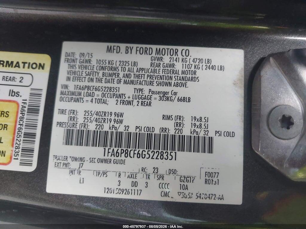 1FA6P8CF6G5228351 2016 FORD MUSTANG photo no. 9