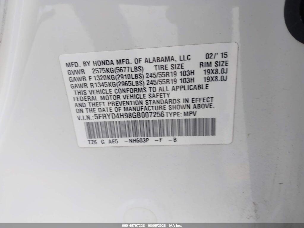 5FRYD4H98GB007256 2016 ACURA MDX photo no. 9