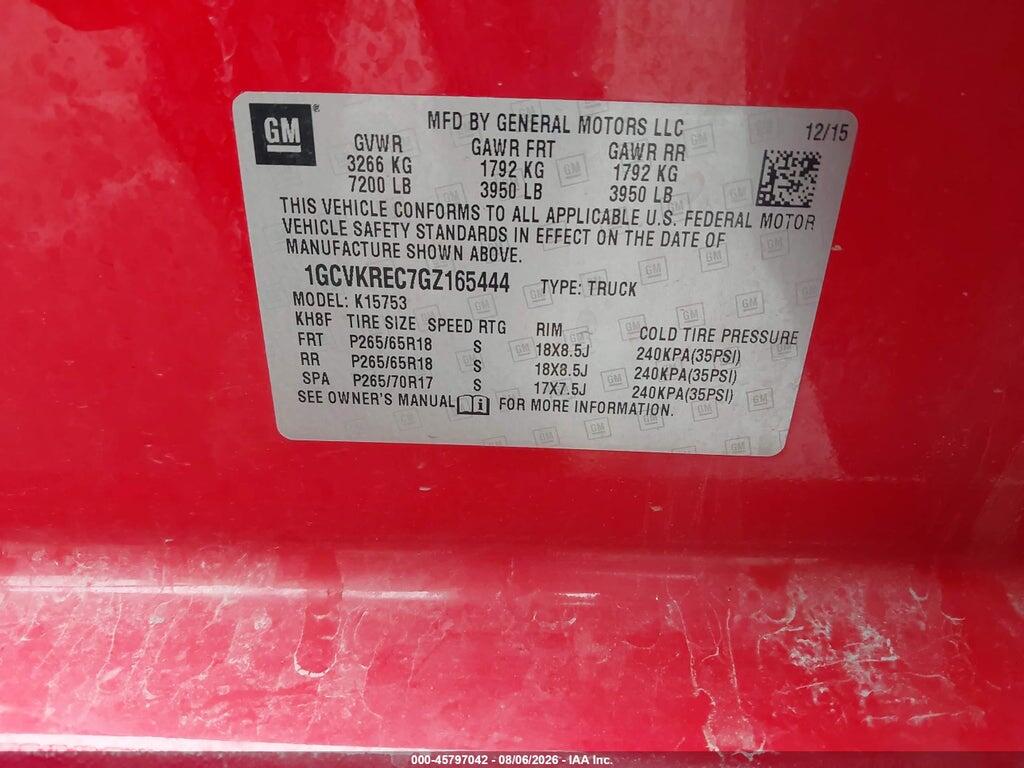 1GCVKREC7GZ165444 2016 CHEVROLET SILVERADO 1500 photo no. 9