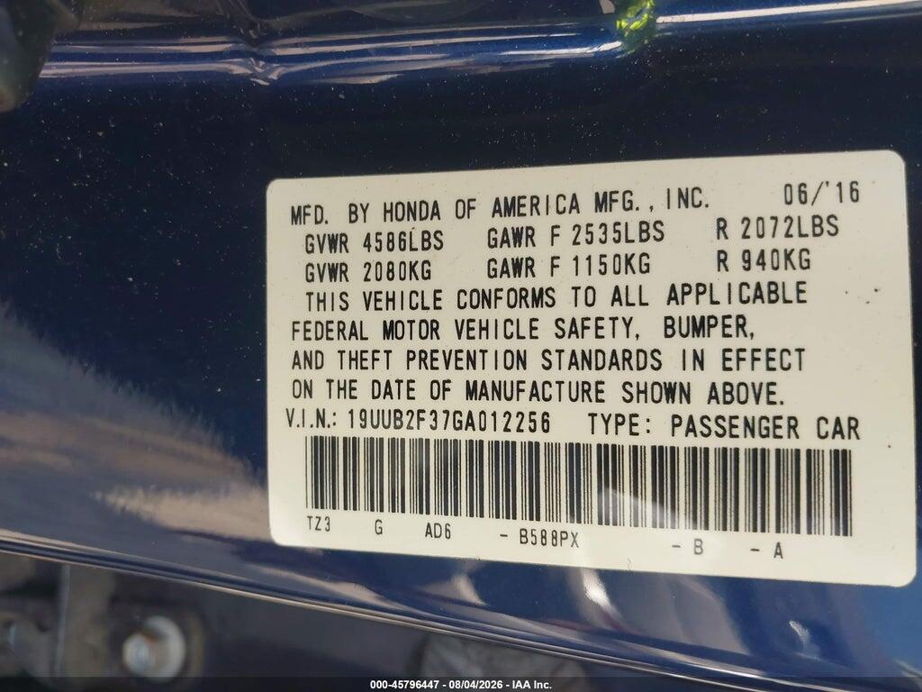19UUB2F37GA012256 2016 ACURA TLX photo no. 9