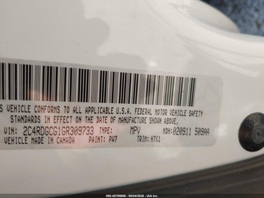 2C4RDGCG1GR309733 2016 DODGE GRAND CARAVAN photo no. 9
