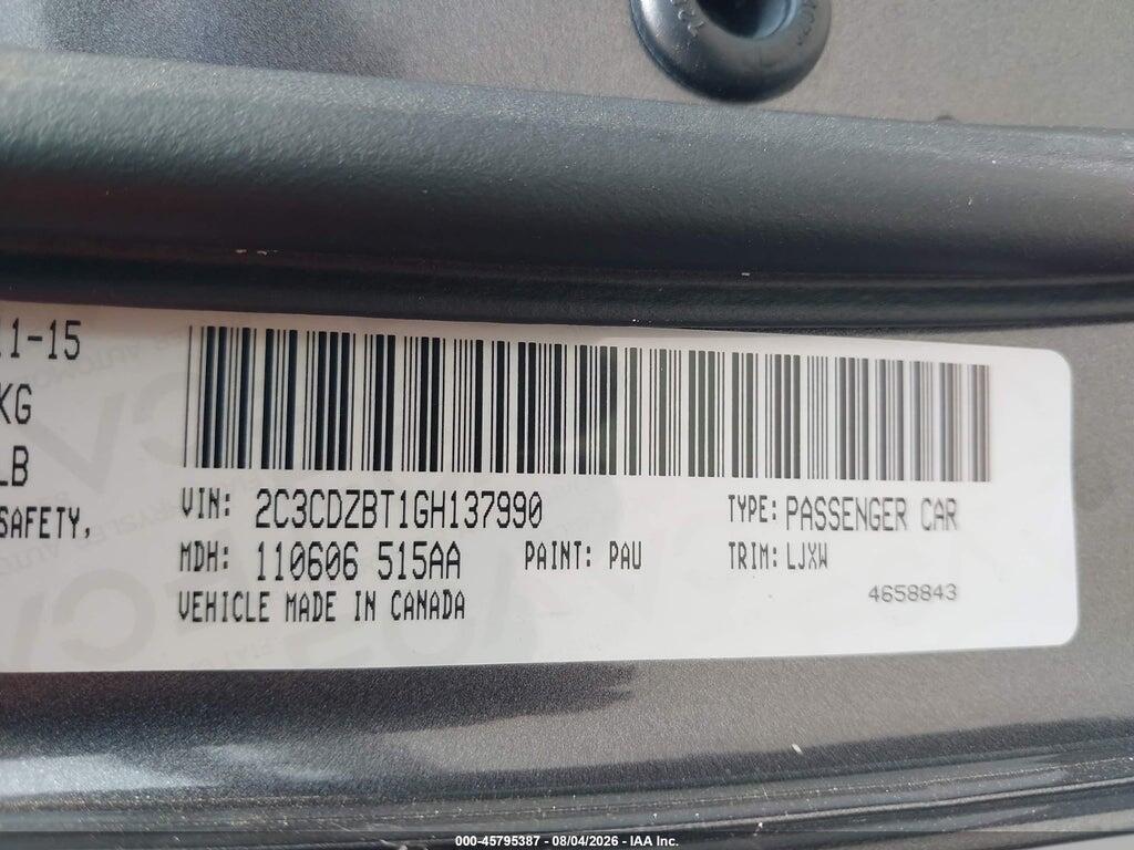 2C3CDZBT1GH137990 2016 DODGE CHALLENGER photo no. 9
