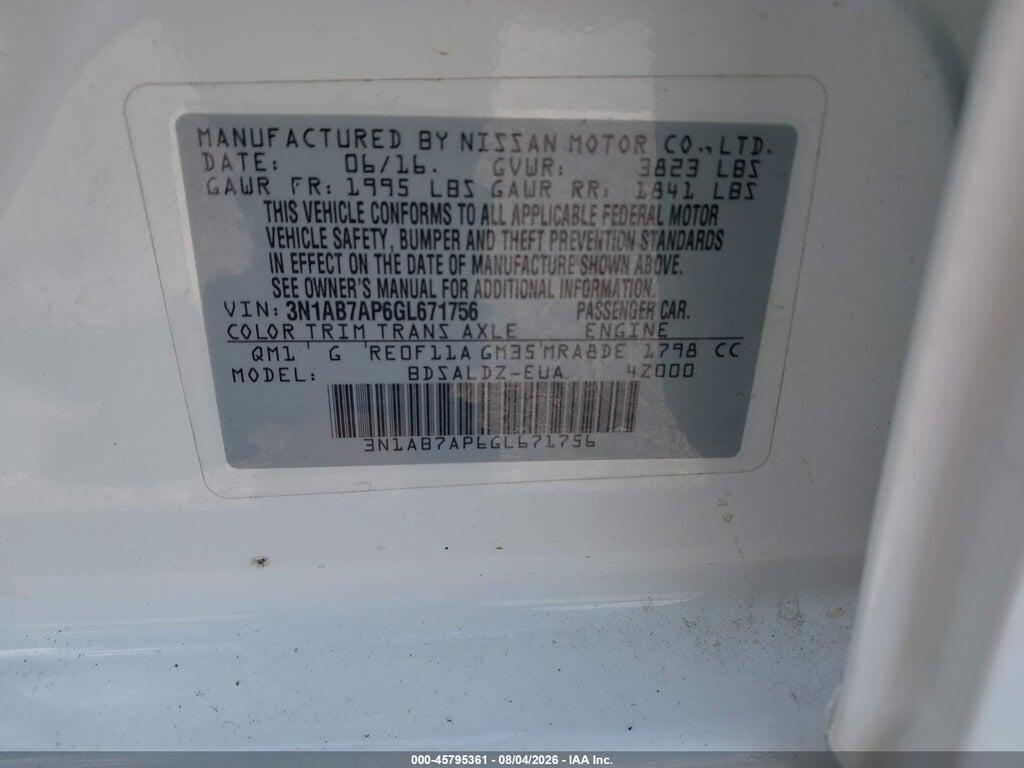 3N1AB7AP6GL671756 2016 NISSAN SENTRA photo no. 9