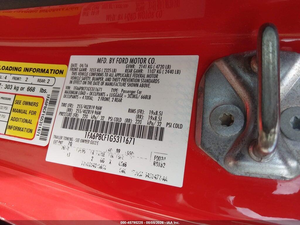 1FA6P8CF1G5311671 2016 FORD MUSTANG photo no. 9