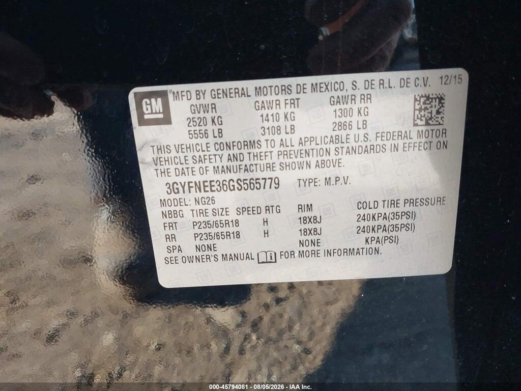 3GYFNEE36GS565779 2016 CADILLAC SRX photo no. 9
