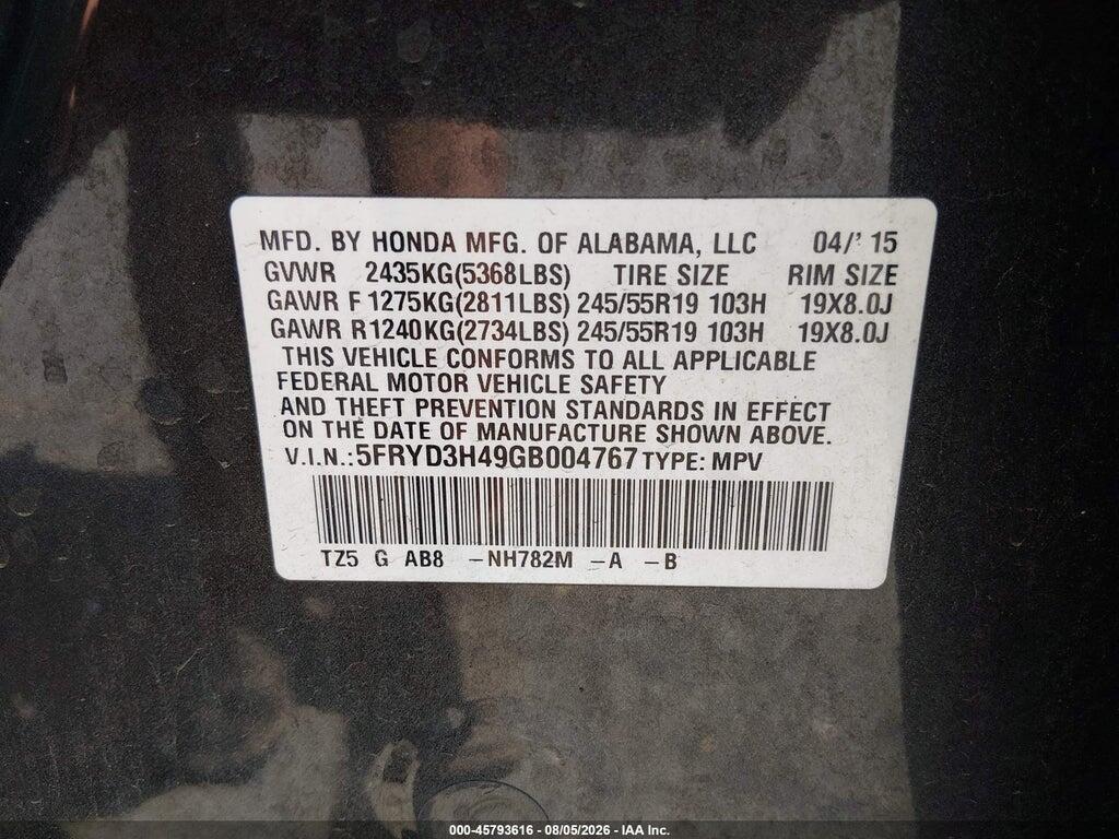 5FRYD3H49GB004767 2016 ACURA MDX photo no. 9