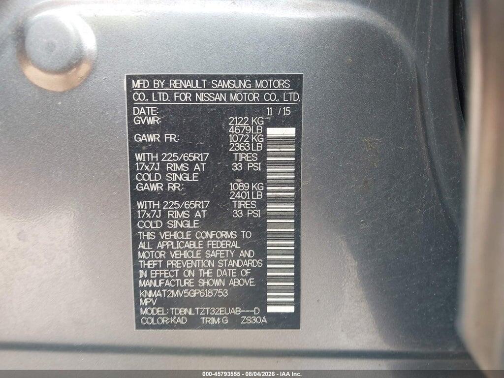 KNMAT2MV5GP618753 2016 NISSAN ROGUE photo no. 9