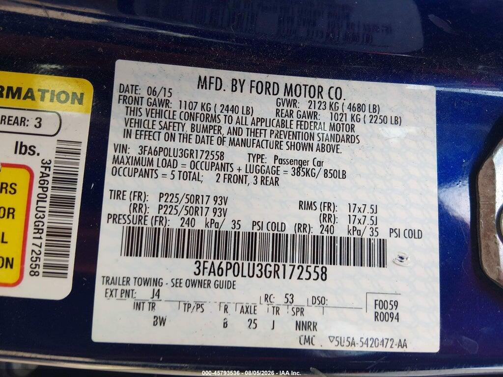 3FA6P0LU3GR172558 2016 FORD FUSION HYBRID photo no. 9