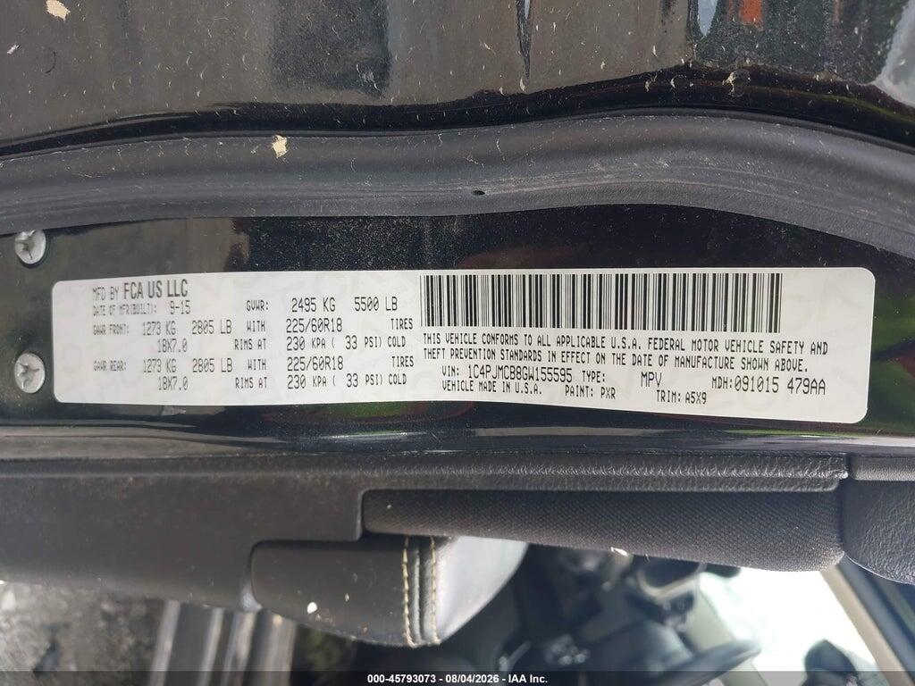 1C4PJMCB8GW155595 2016 JEEP CHEROKEE photo no. 9