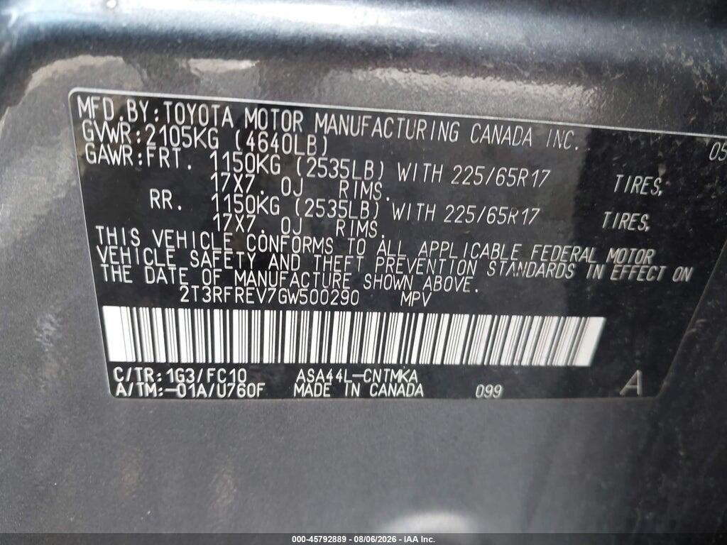 2T3RFREV7GW500290 2016 TOYOTA RAV4 photo no. 9