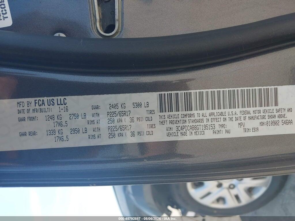 3C4PDCAB8GT195153 2016 DODGE JOURNEY photo no. 9