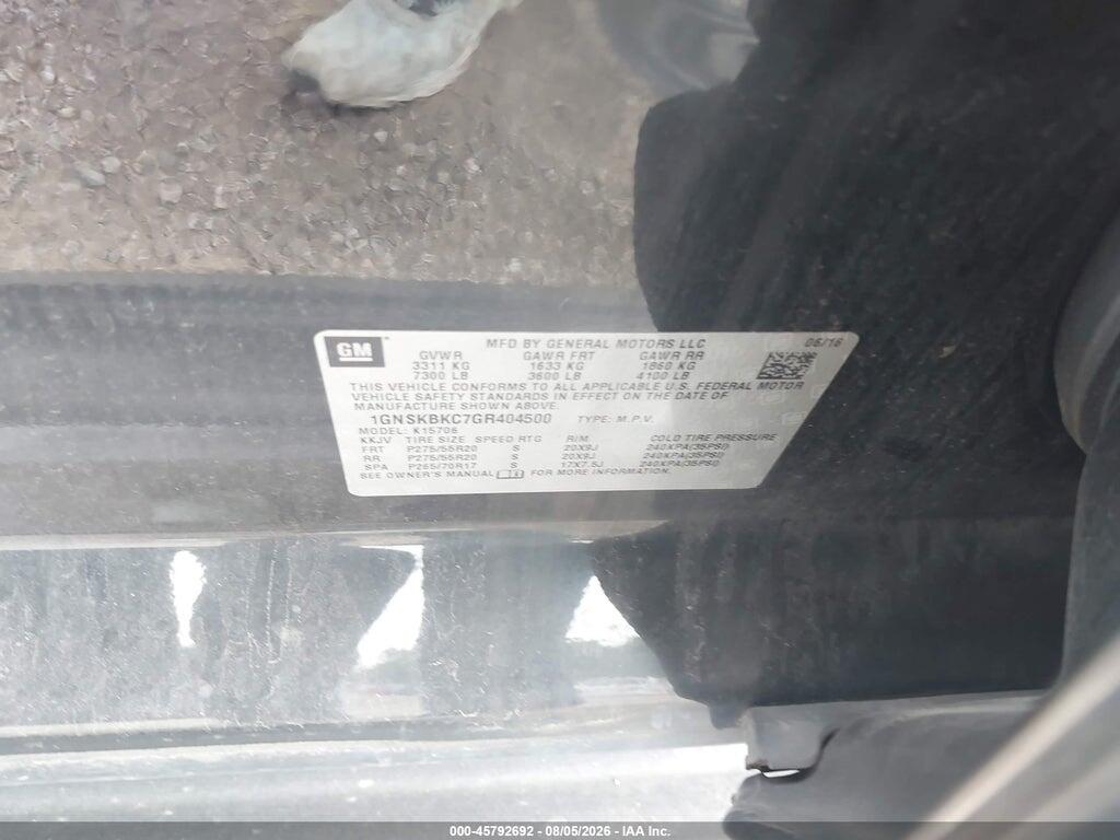 1GNSKBKC7GR404500 2016 CHEVROLET TAHOE photo no. 9