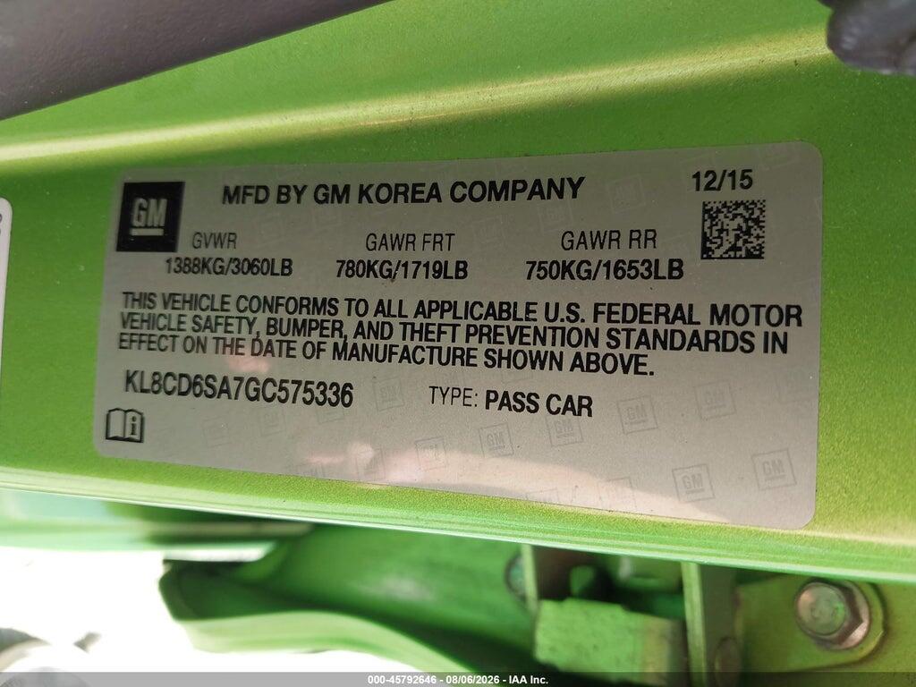 KL8CD6SA7GC575336 2016 CHEVROLET SPARK photo no. 9